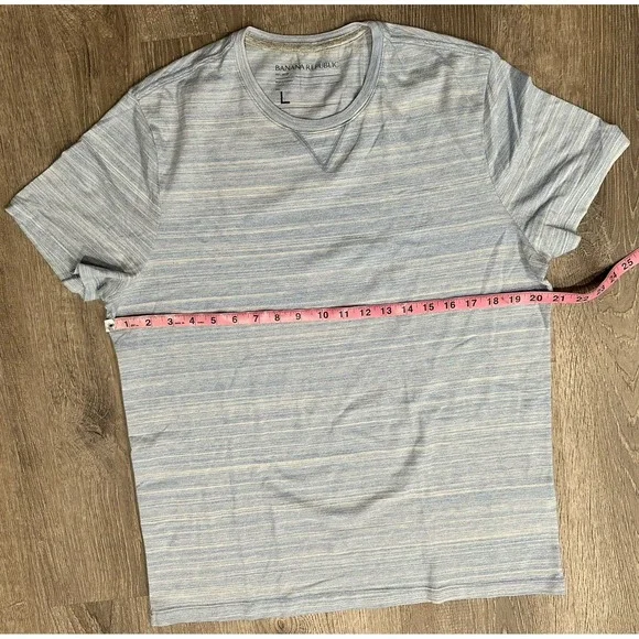 Banana Republic Shirt Men's Large Sky Blue Tri Blend Tee Solid Crew Neck T-Shirt - Picture 4 of 8